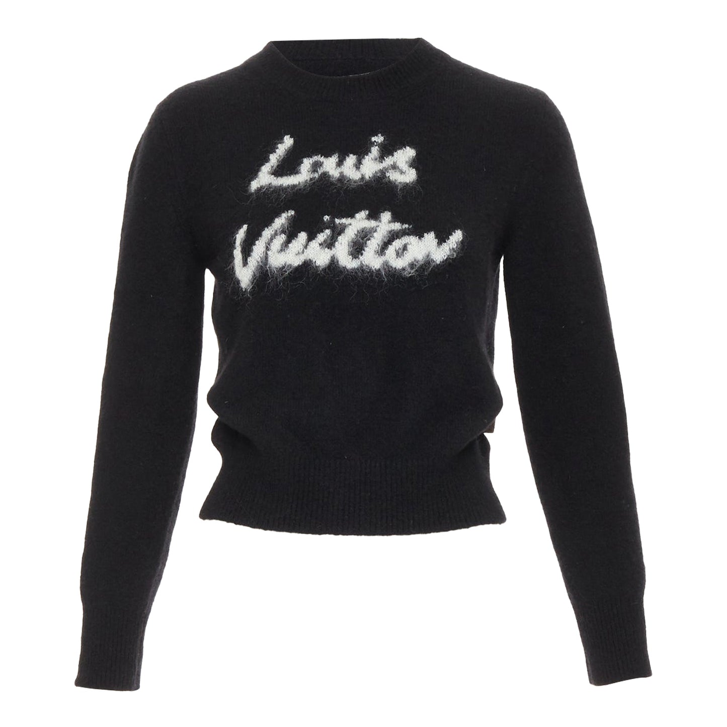 Women's Louis Vuitton logo wool blend fluffy crew sweater