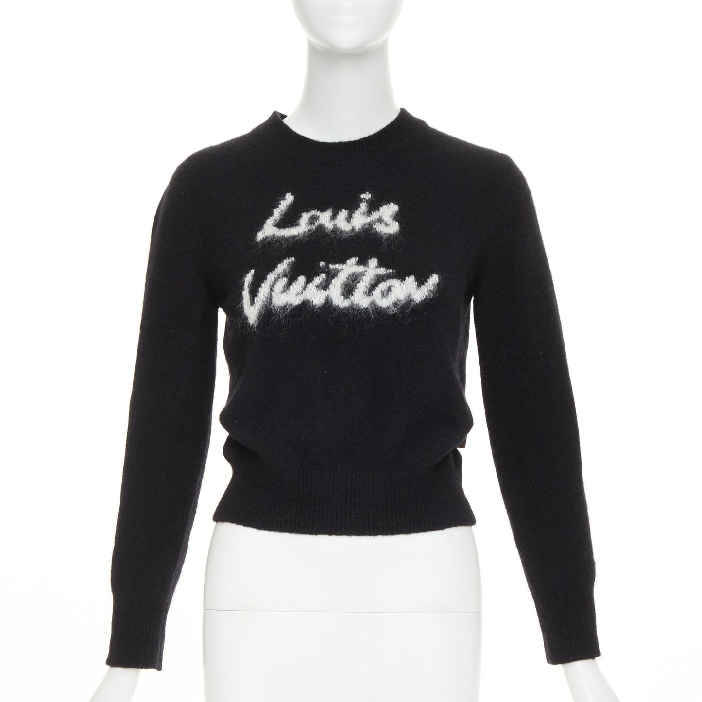 Women's Louis Vuitton logo wool blend fluffy crew sweater