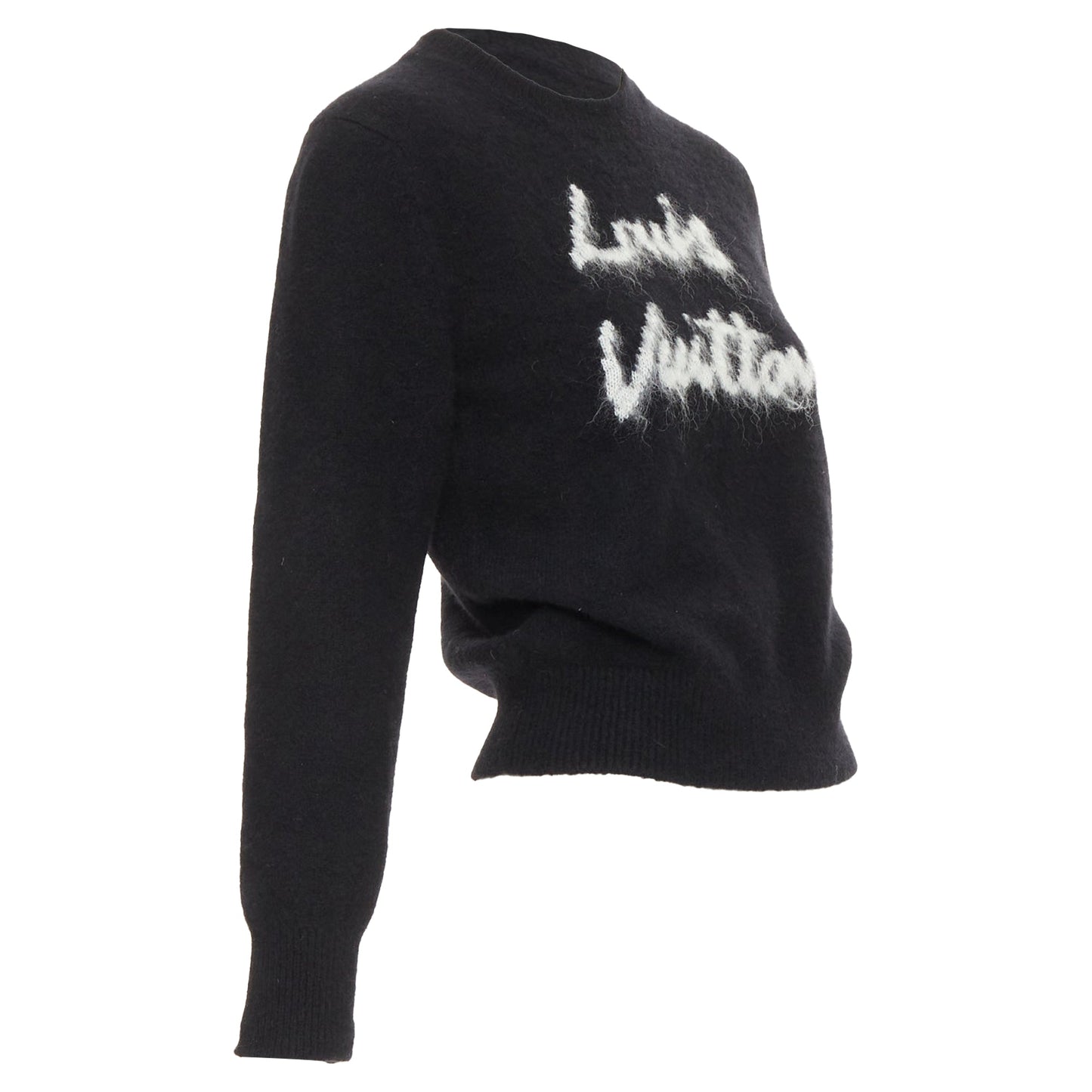 Women's Louis Vuitton logo wool blend fluffy crew sweater