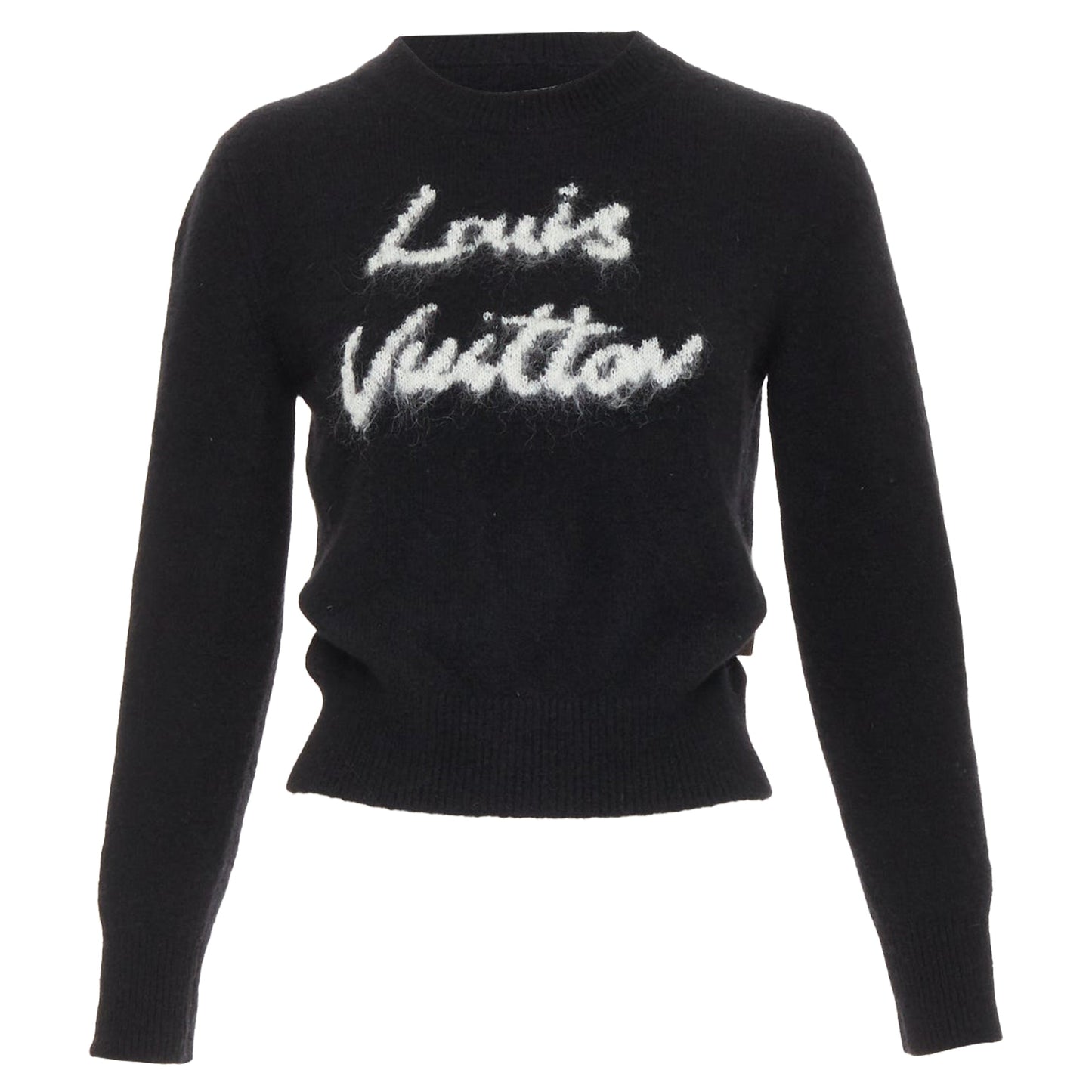 Women's Louis Vuitton logo wool blend fluffy crew sweater