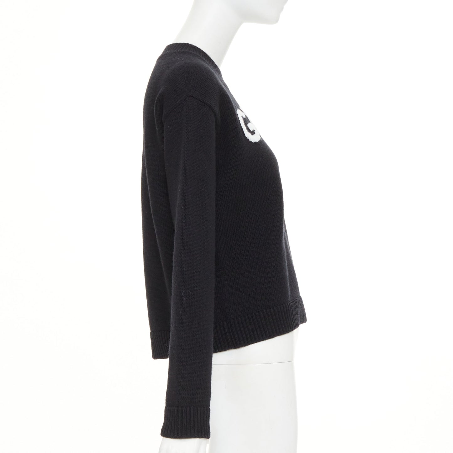 Women's Gucci wool block logo intarsia crew neck pullover sweater