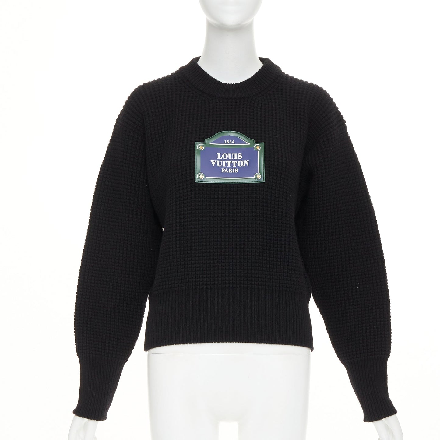 Women's Louis Vuitton leather logo waffle knit sweater