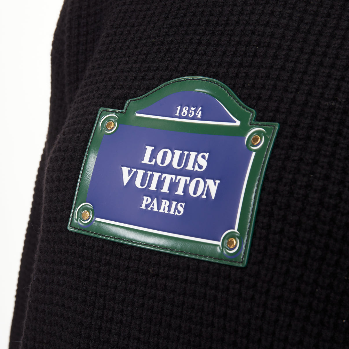 Women's Louis Vuitton leather logo waffle knit sweater