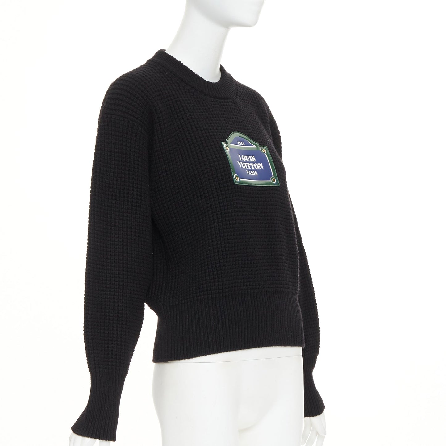 Women's Louis Vuitton leather logo waffle knit sweater