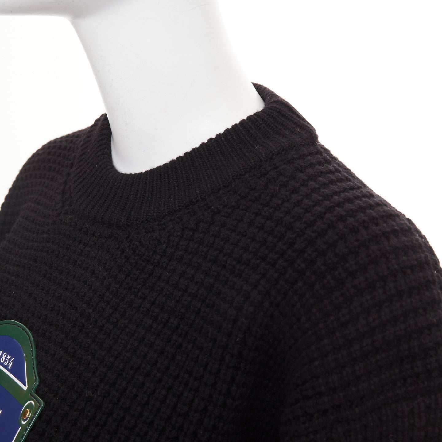 Women's Louis Vuitton leather logo waffle knit sweater
