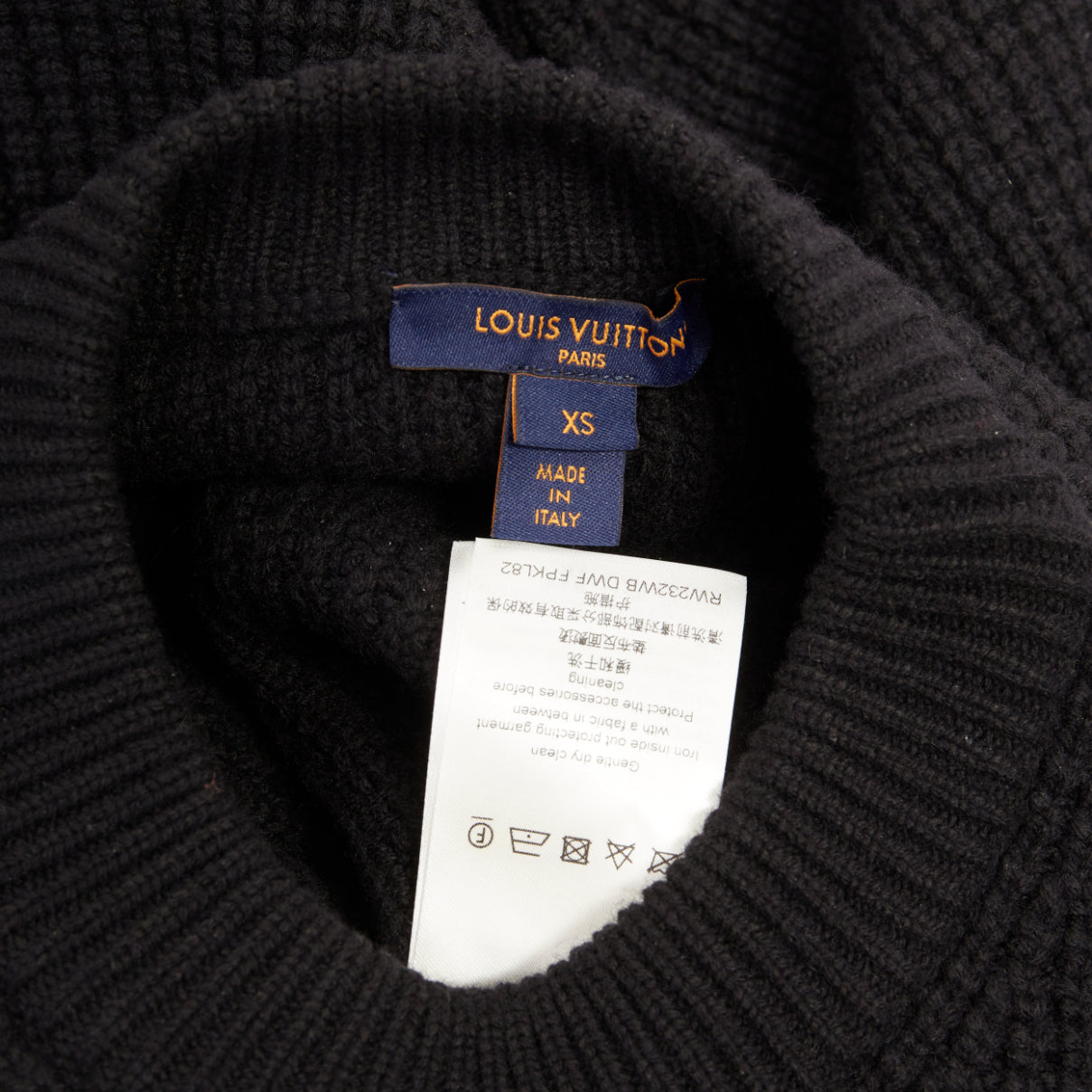 Women's Louis Vuitton leather logo waffle knit sweater