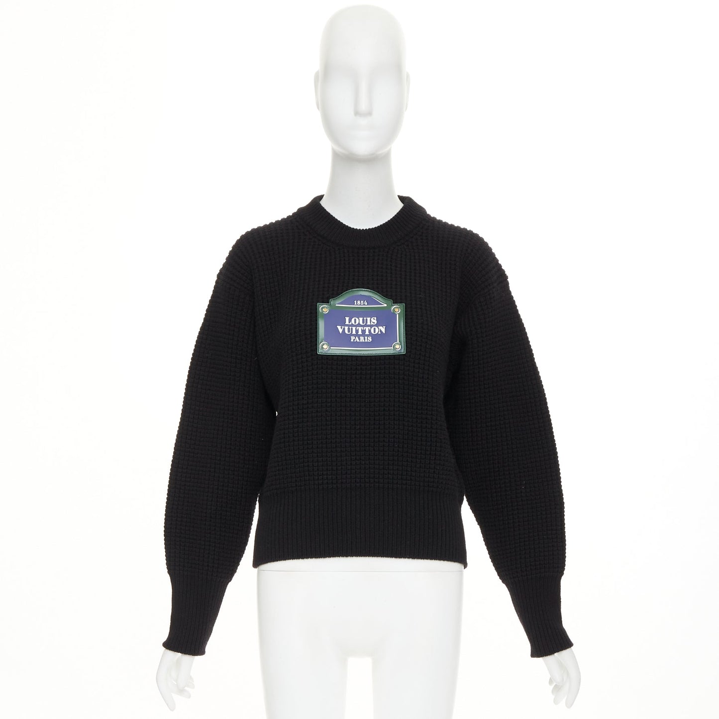 Women's Louis Vuitton leather logo waffle knit sweater