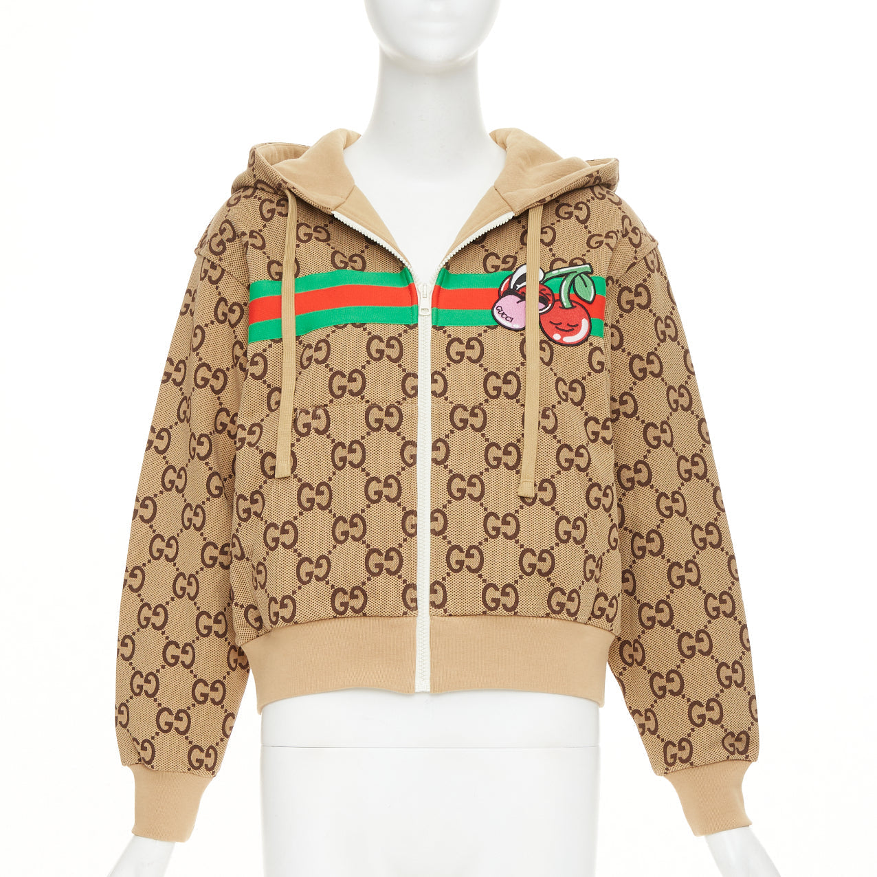 Women's Gucci GG canvas jacquard Web stripe zip hoodie