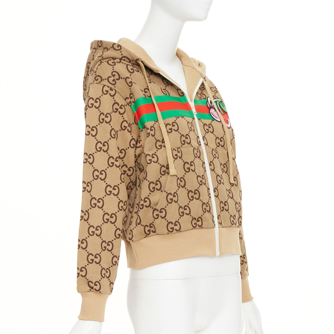 Women's Gucci GG canvas jacquard Web stripe zip hoodie