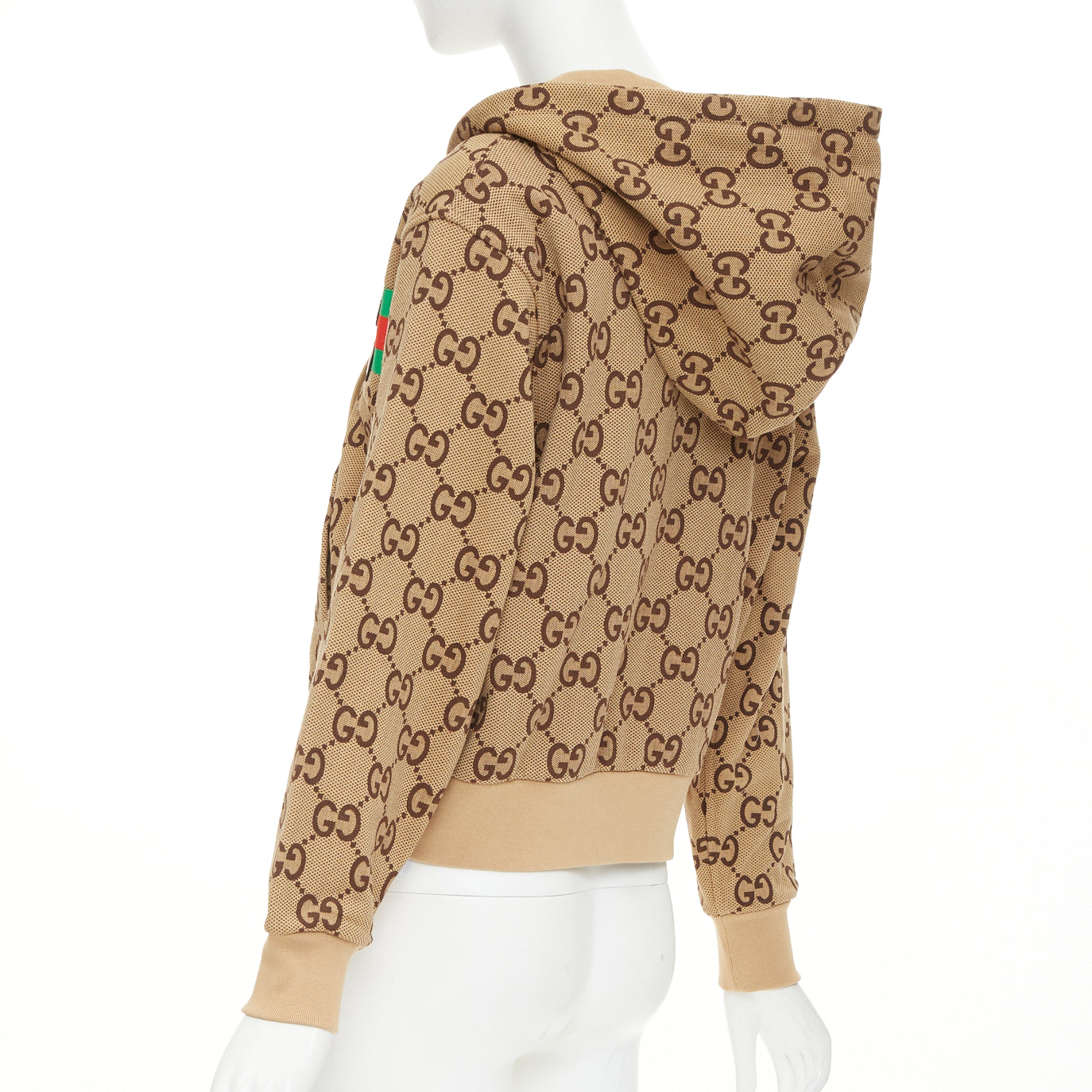 Women's Gucci GG canvas jacquard Web stripe zip hoodie