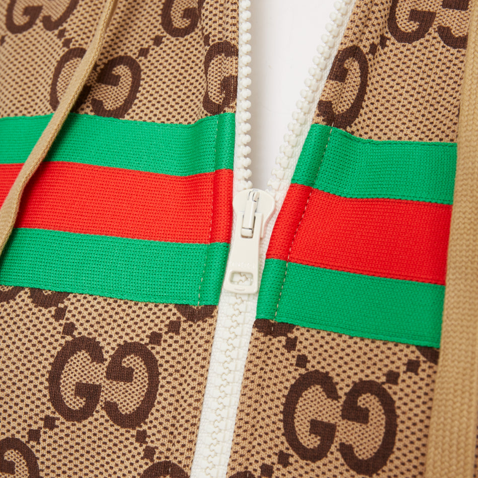 Women's Gucci GG canvas jacquard Web stripe zip hoodie