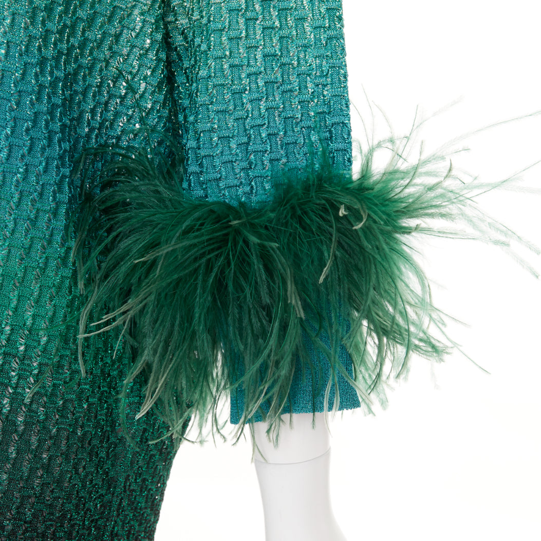 Women's Valentino lurex ombre ostrich feather trim knitted top