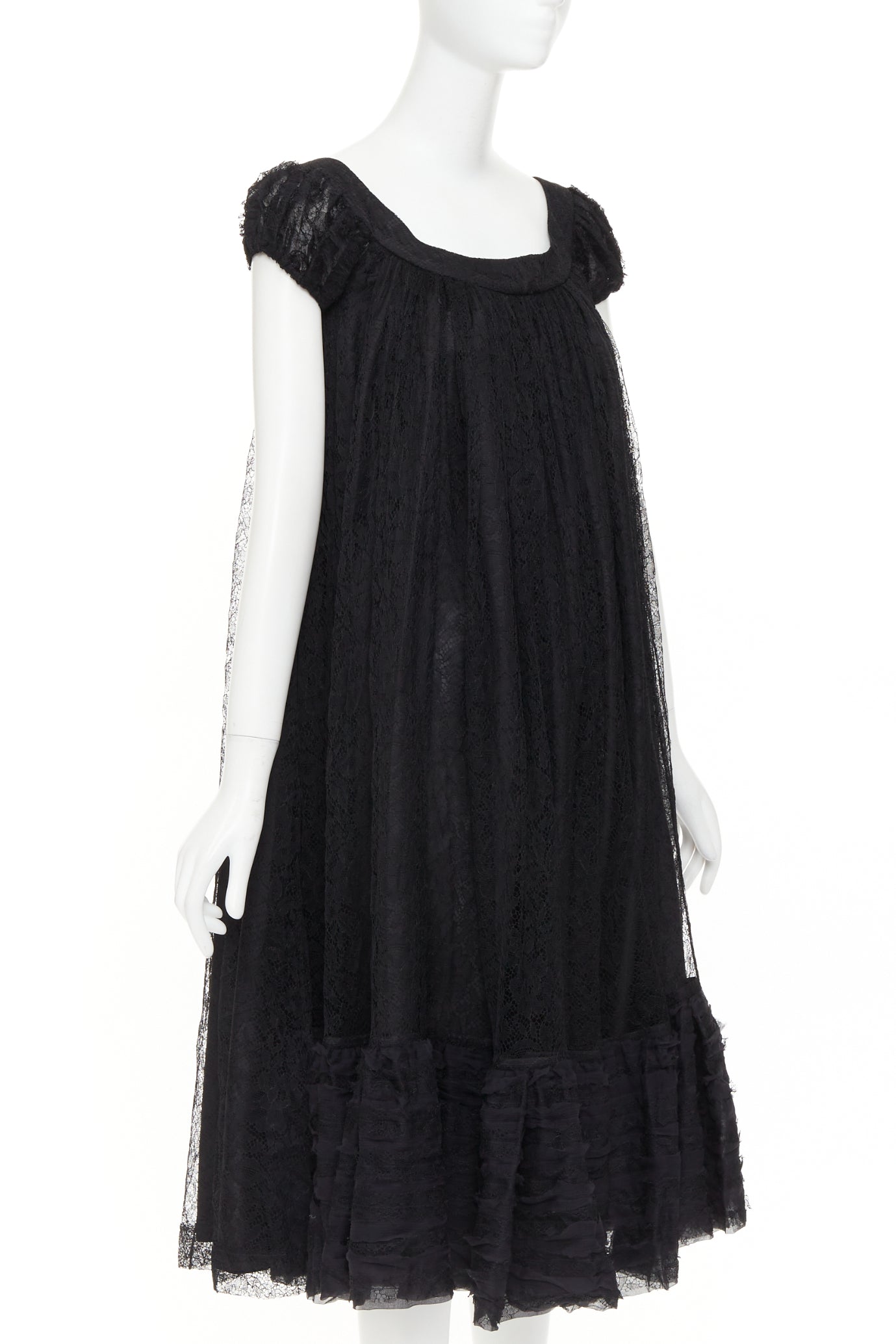 Women's Yves Saint Laurent sheer lace gathered tiered dress
