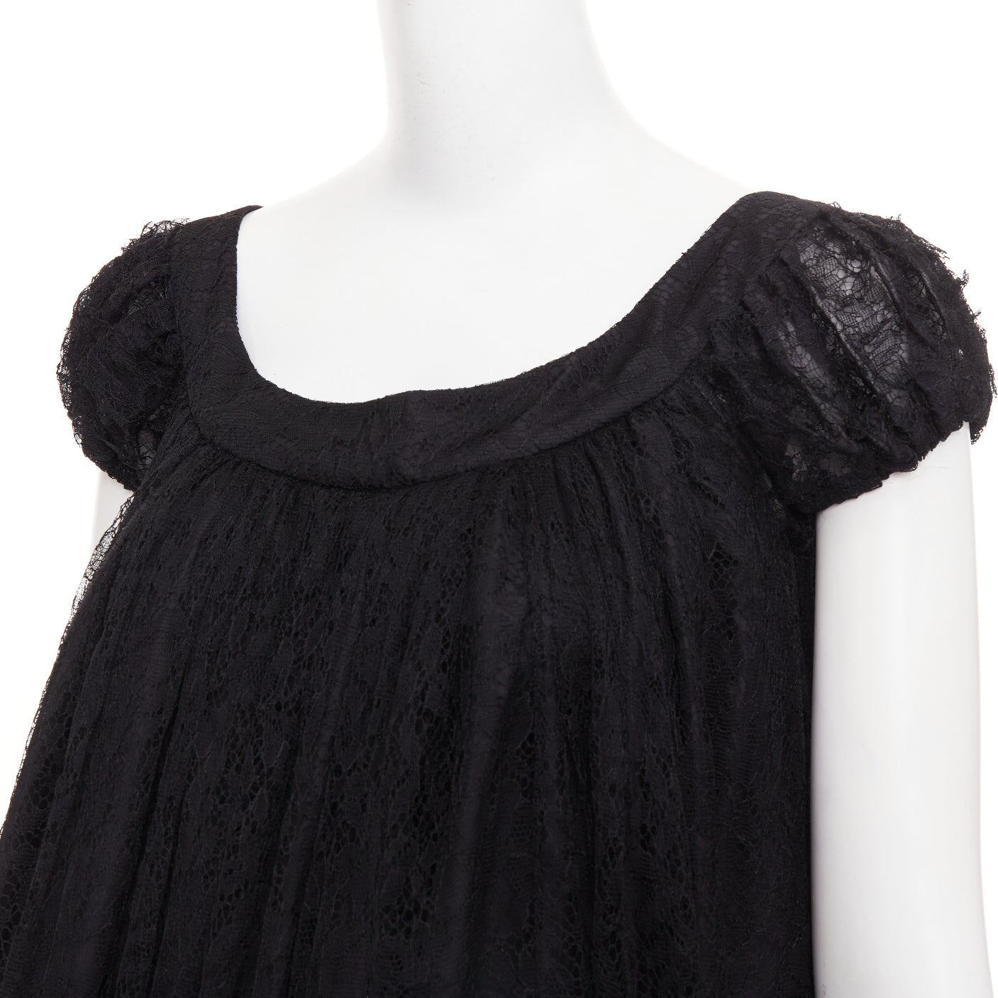 Women's Yves Saint Laurent sheer lace gathered tiered dress