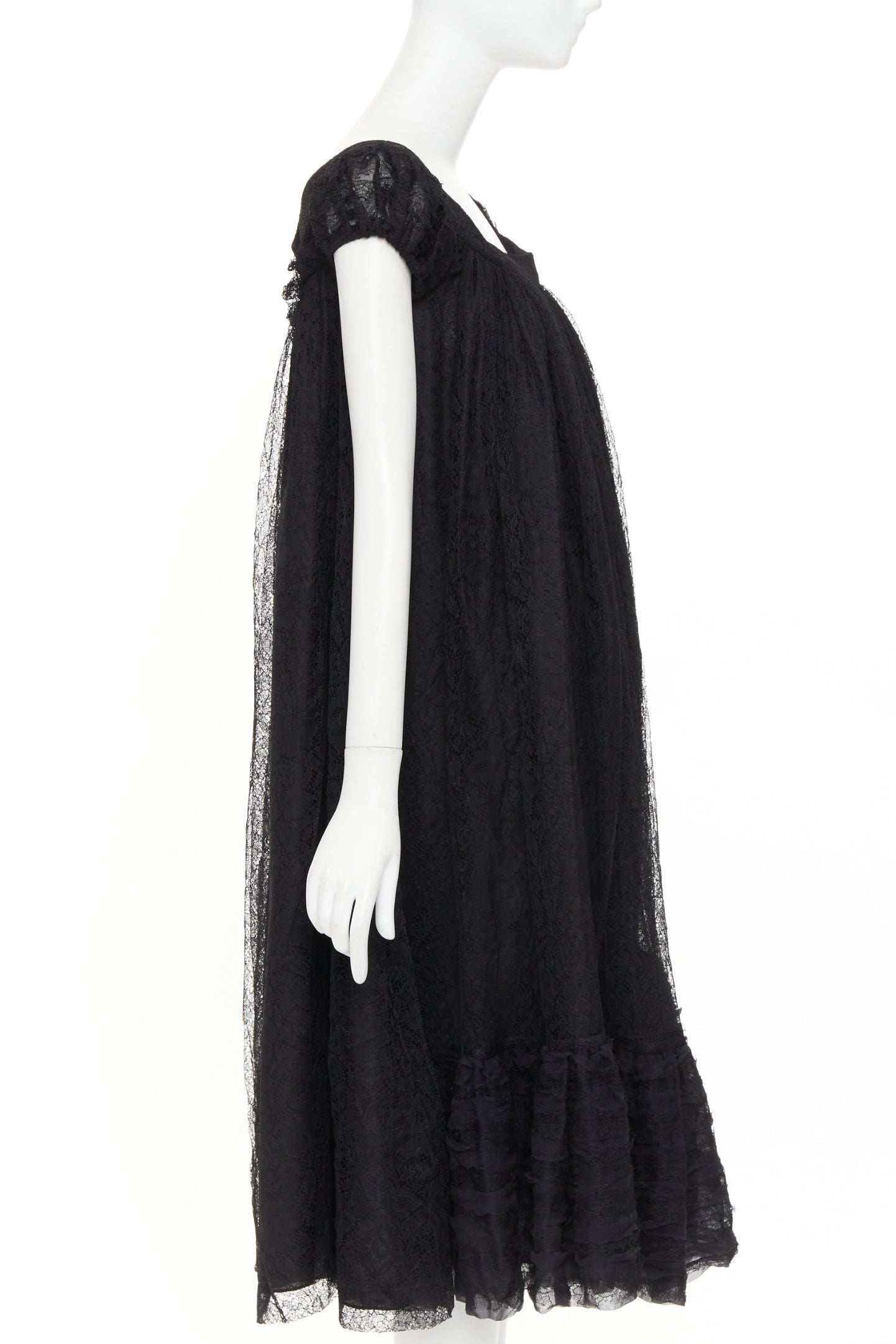 Women's Yves Saint Laurent sheer lace gathered tiered dress