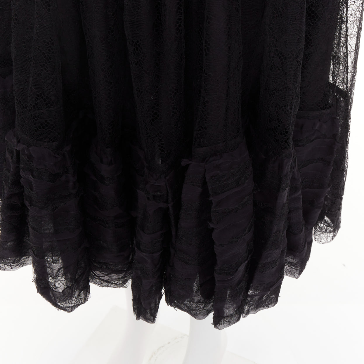 Women's Yves Saint Laurent sheer lace gathered tiered dress