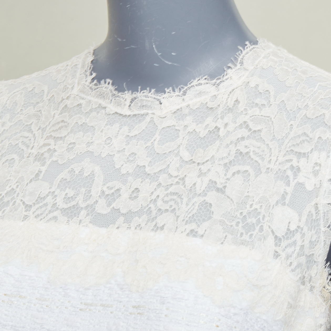 Women's Valentino lace yoke tweed mixed mini dress