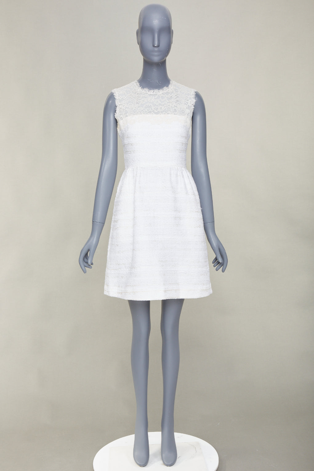 Women's Valentino lace yoke tweed mixed mini dress