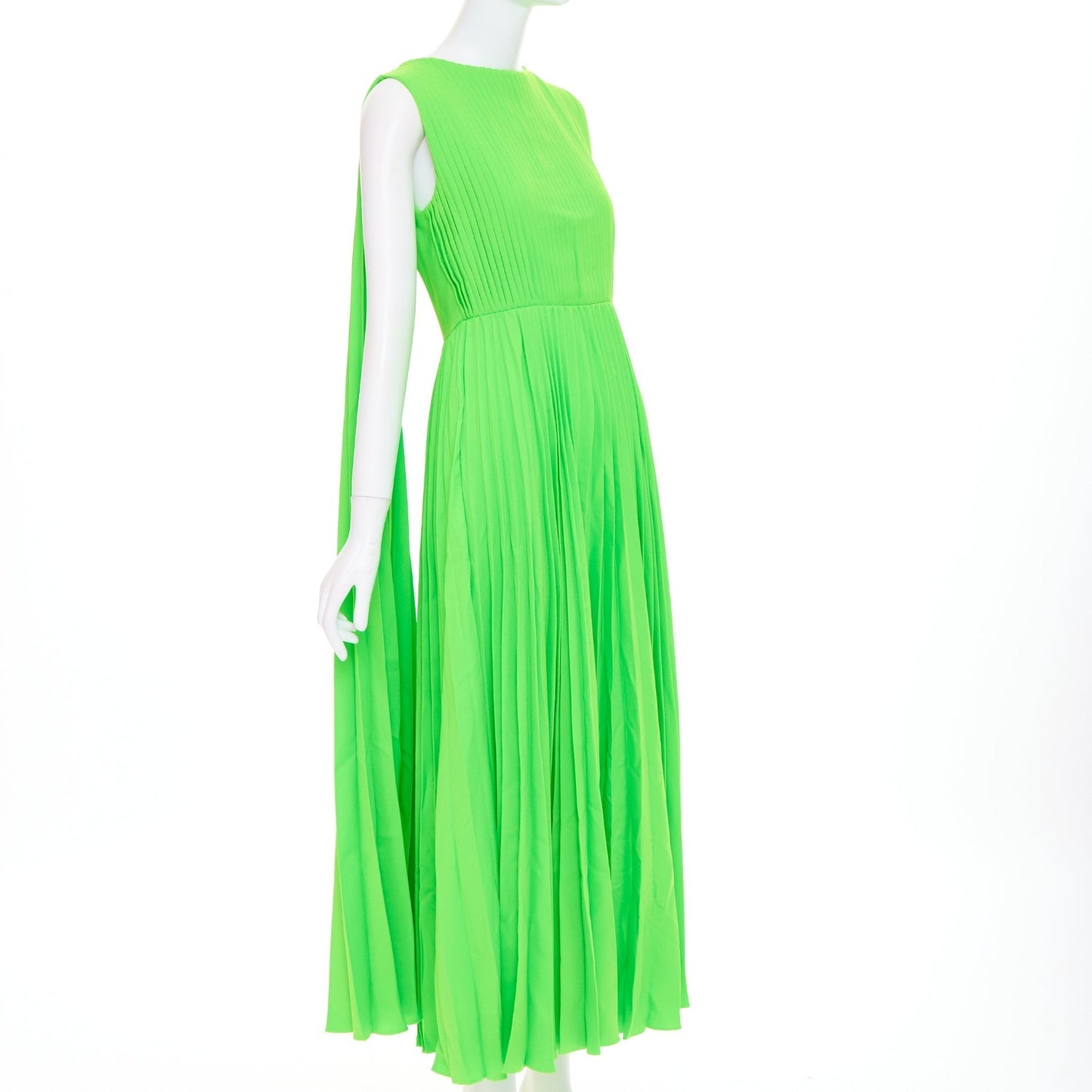Women's Valentino accordion pleated caped shoulder crepe dress
