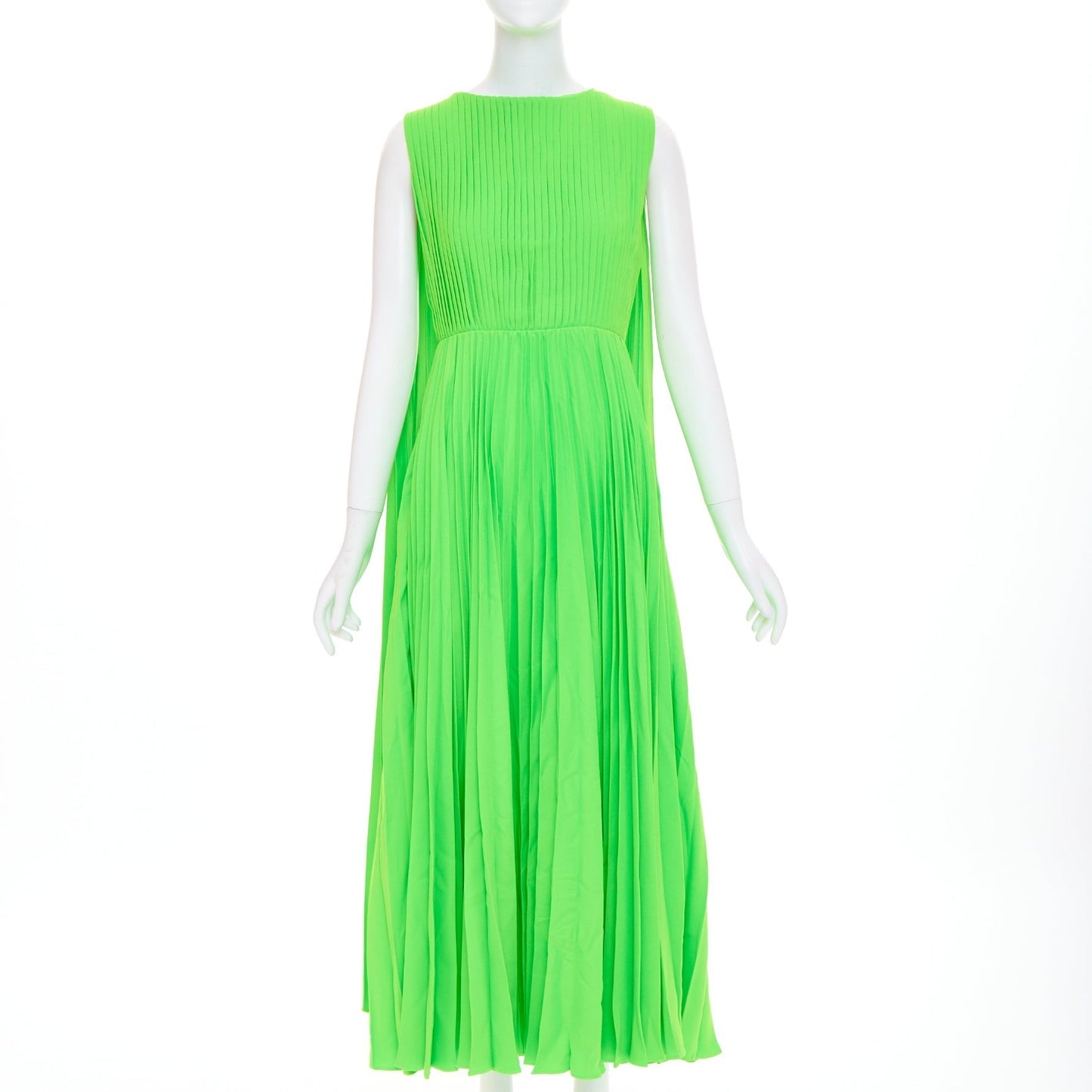 Women's Valentino accordion pleated caped shoulder crepe dress