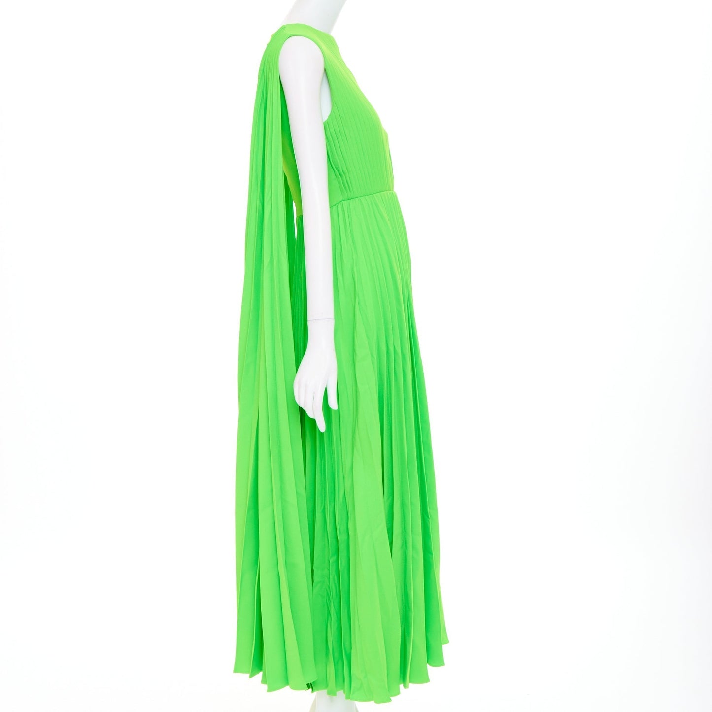 Women's Valentino accordion pleated caped shoulder crepe dress