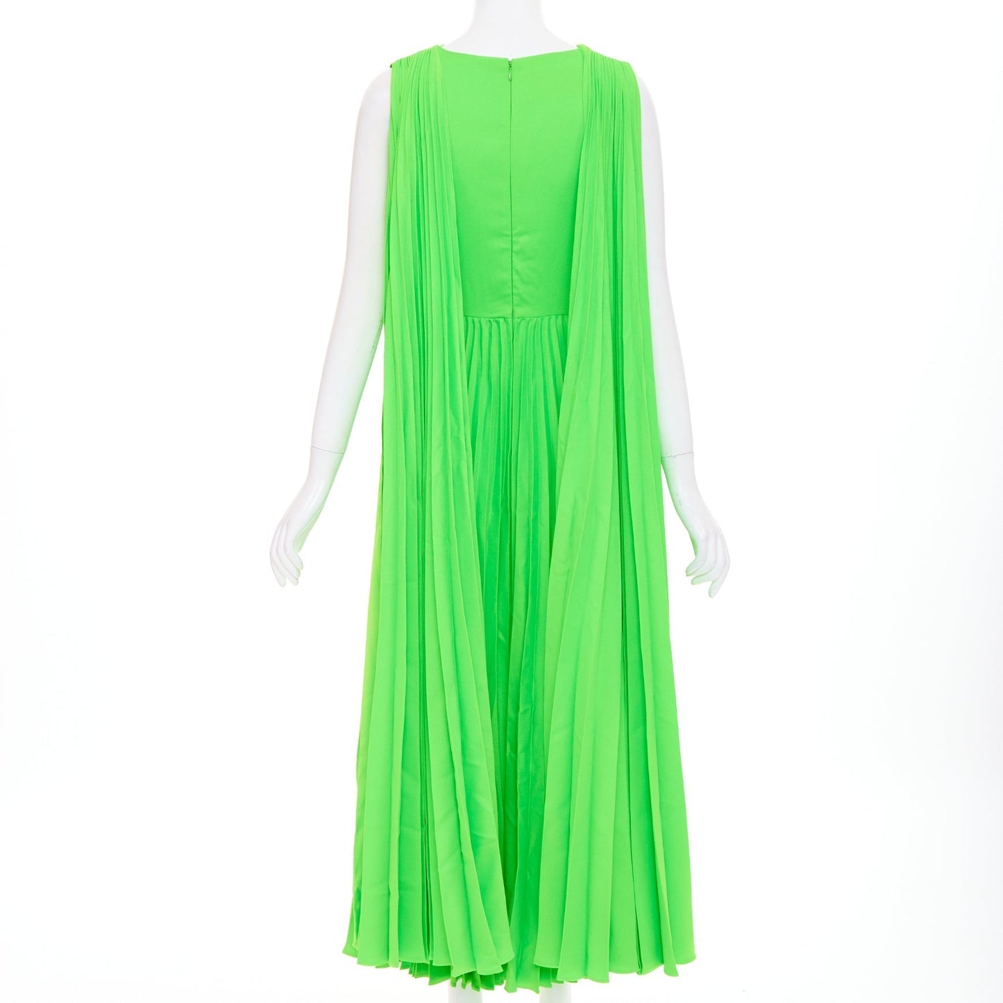 Women's Valentino accordion pleated caped shoulder crepe dress