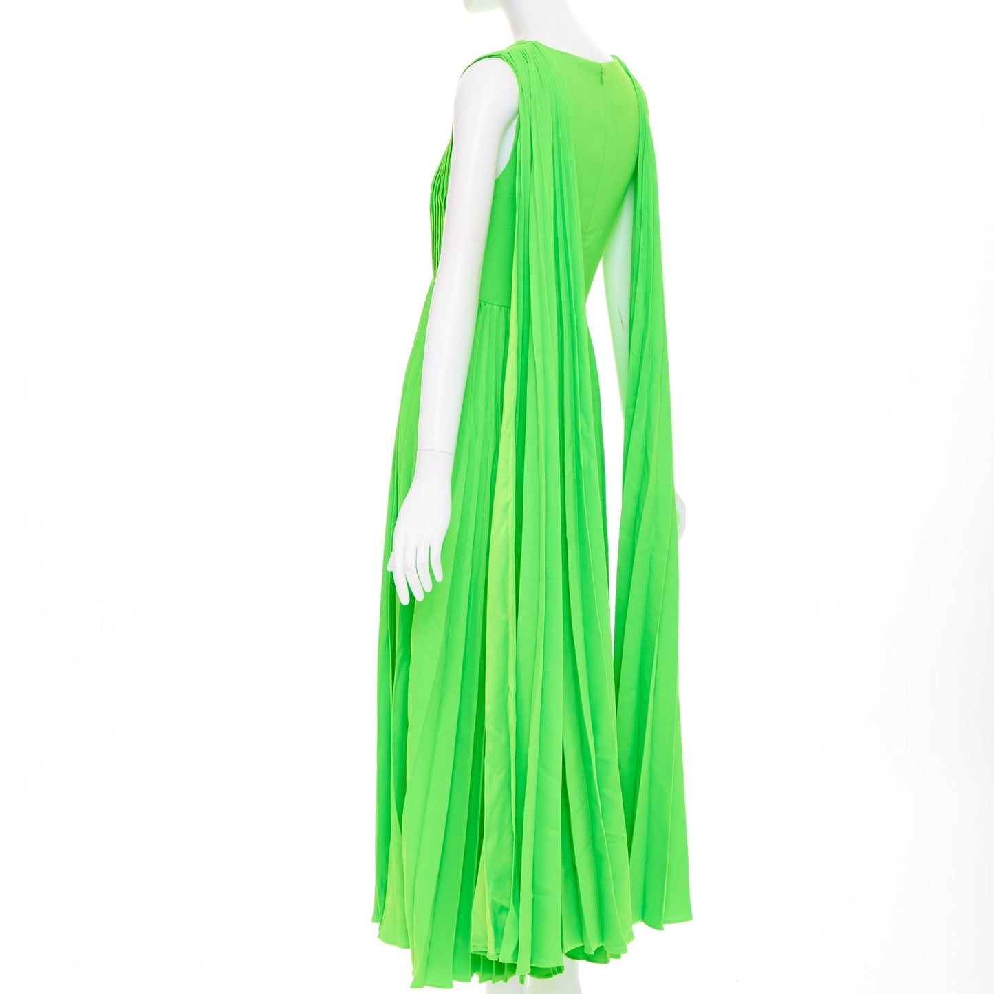 Women's Valentino accordion pleated caped shoulder crepe dress