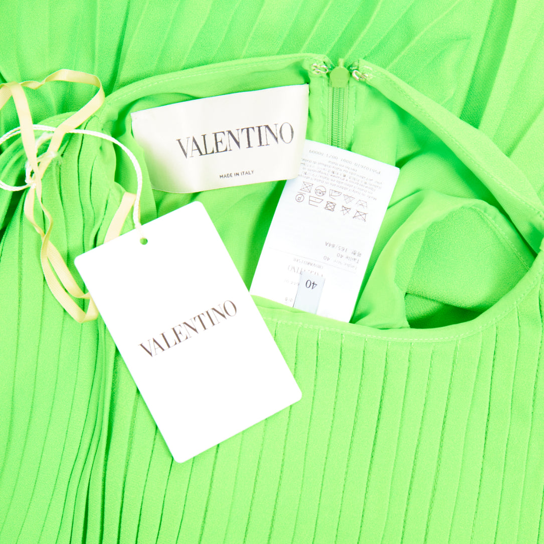 Women's Valentino accordion pleated caped shoulder crepe dress