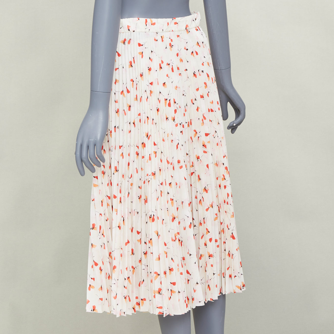 Women's Prada silk allover abstract floral print pleated skirt