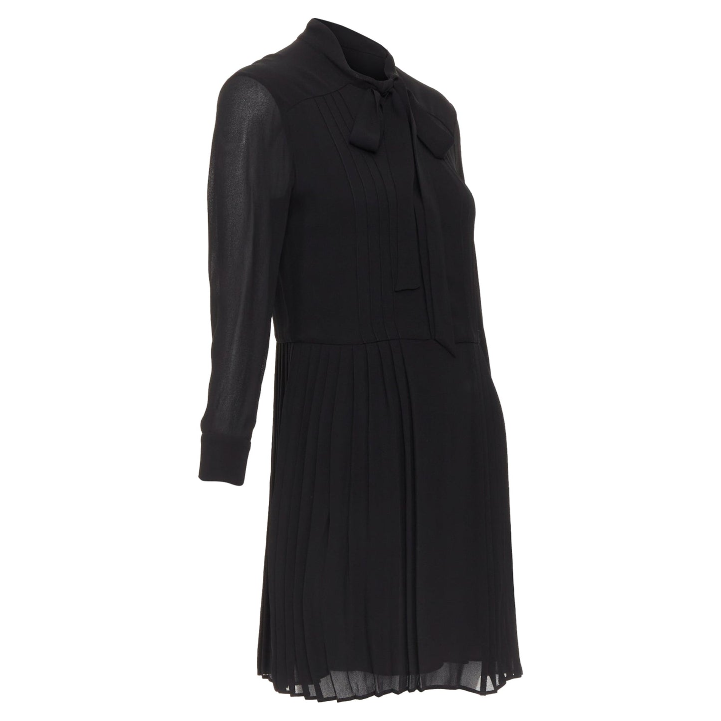 Women's Saint Laurent pussybow pleated mini dress