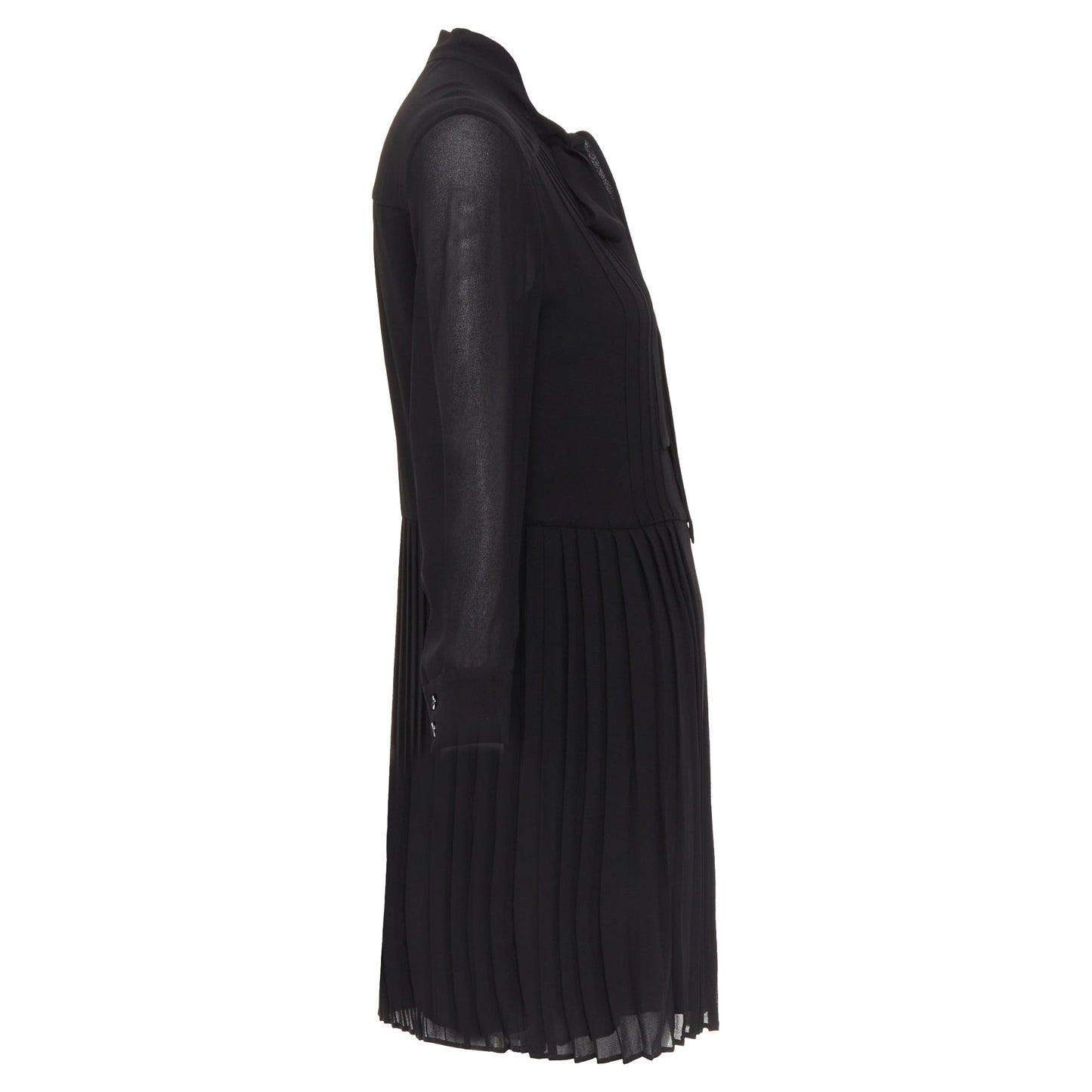 Women's Saint Laurent pussybow pleated mini dress