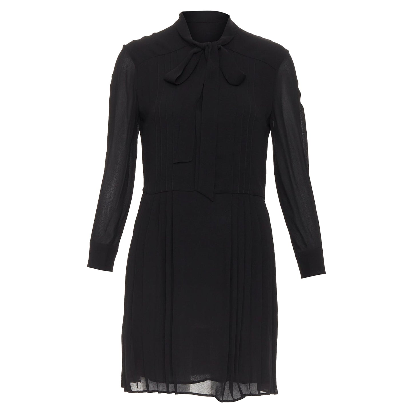 Women's Saint Laurent pussybow pleated mini dress