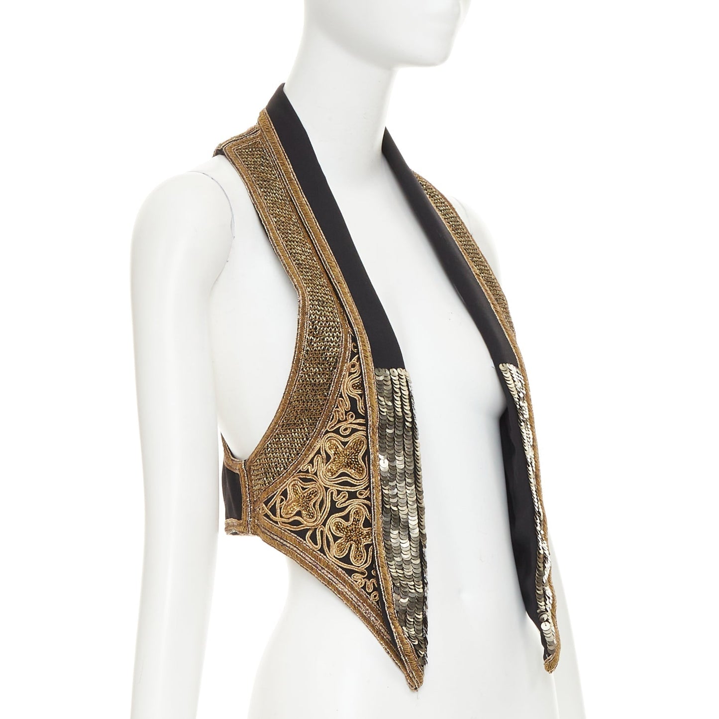 Women's Saint Laurent sequins rope bead embellished vest