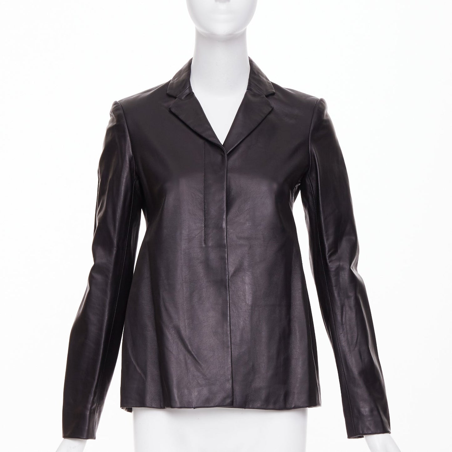 Women's The Row leather concealed snap minimalist jacket blazer