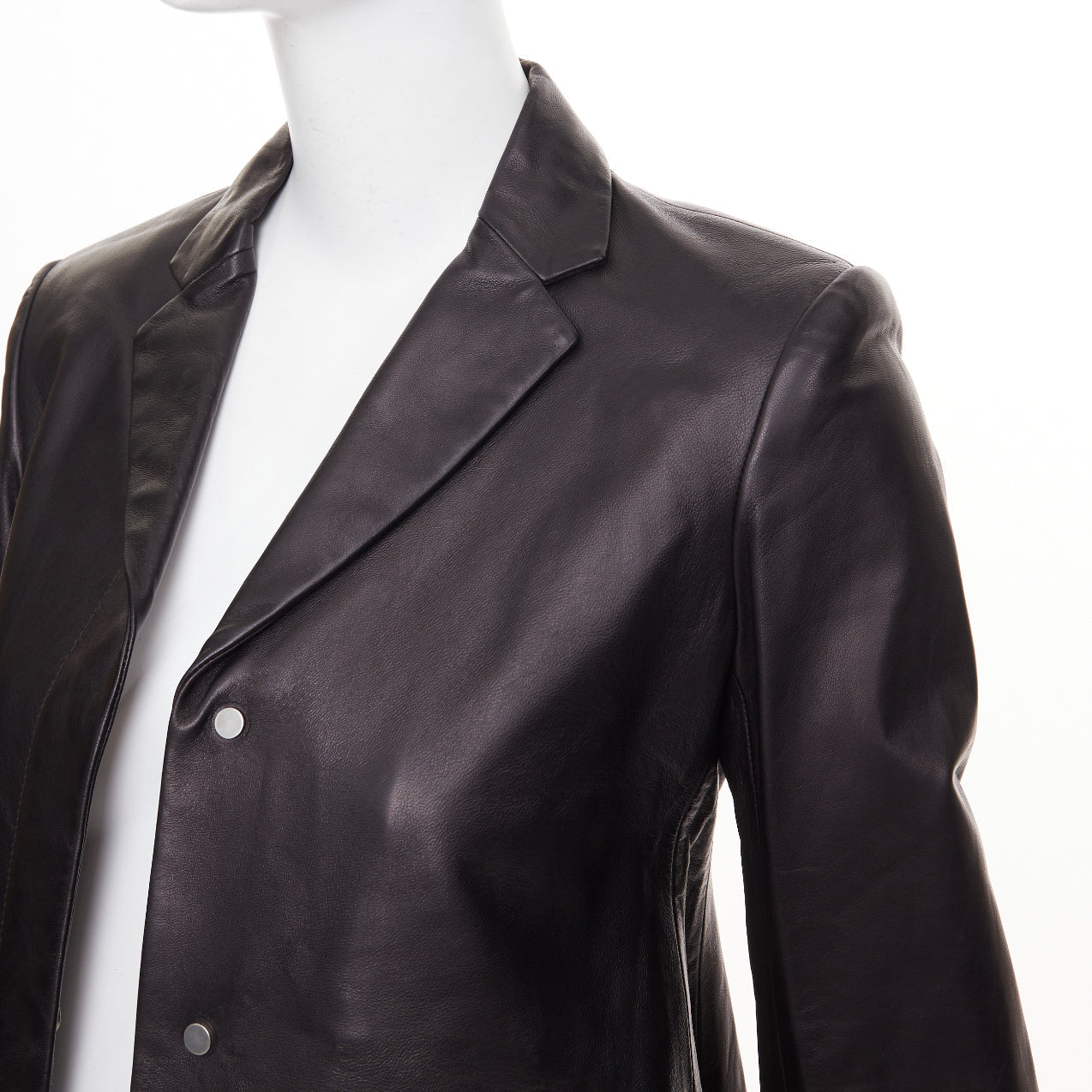 Women's The Row leather concealed snap minimalist jacket blazer