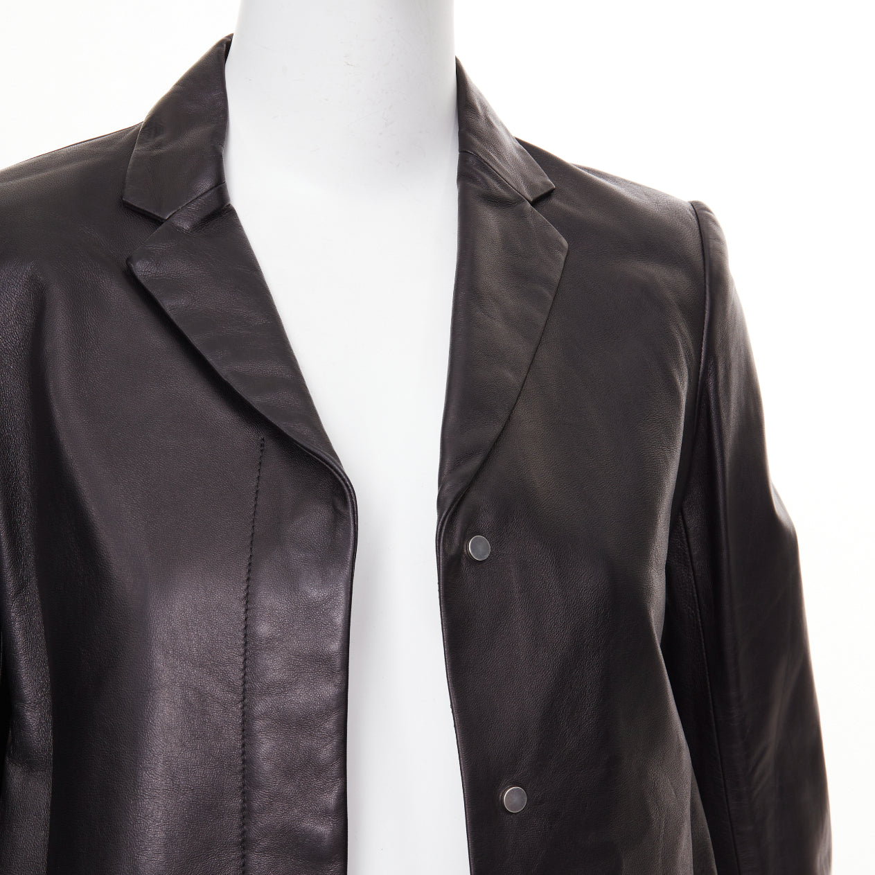 Women's The Row leather concealed snap minimalist jacket blazer