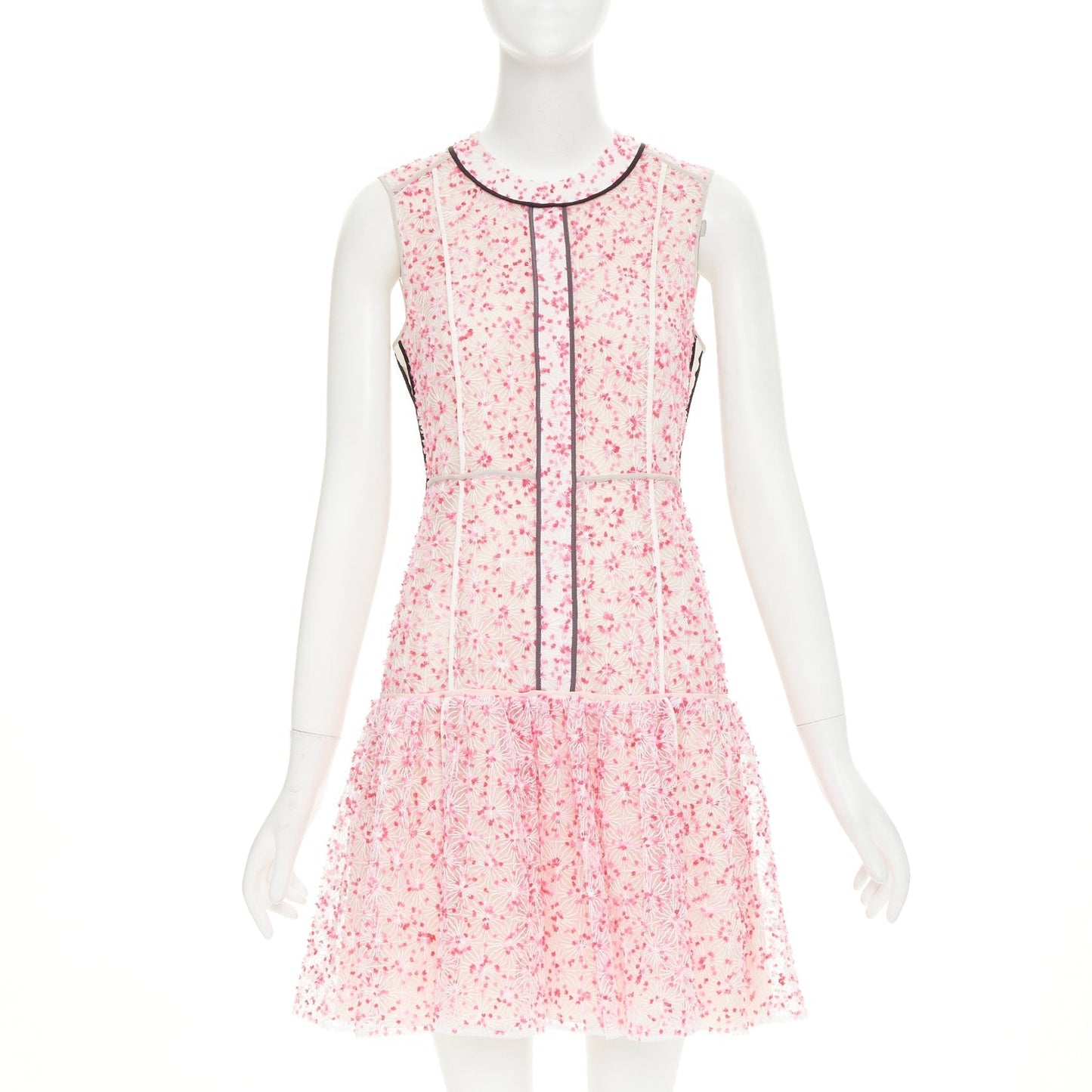 Women's Fendi sheer black trim drop waist mini dress