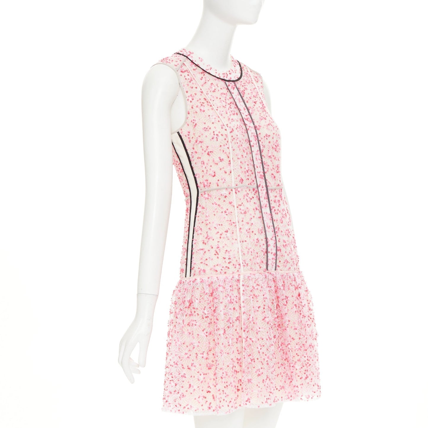 Women's Fendi sheer black trim drop waist mini dress