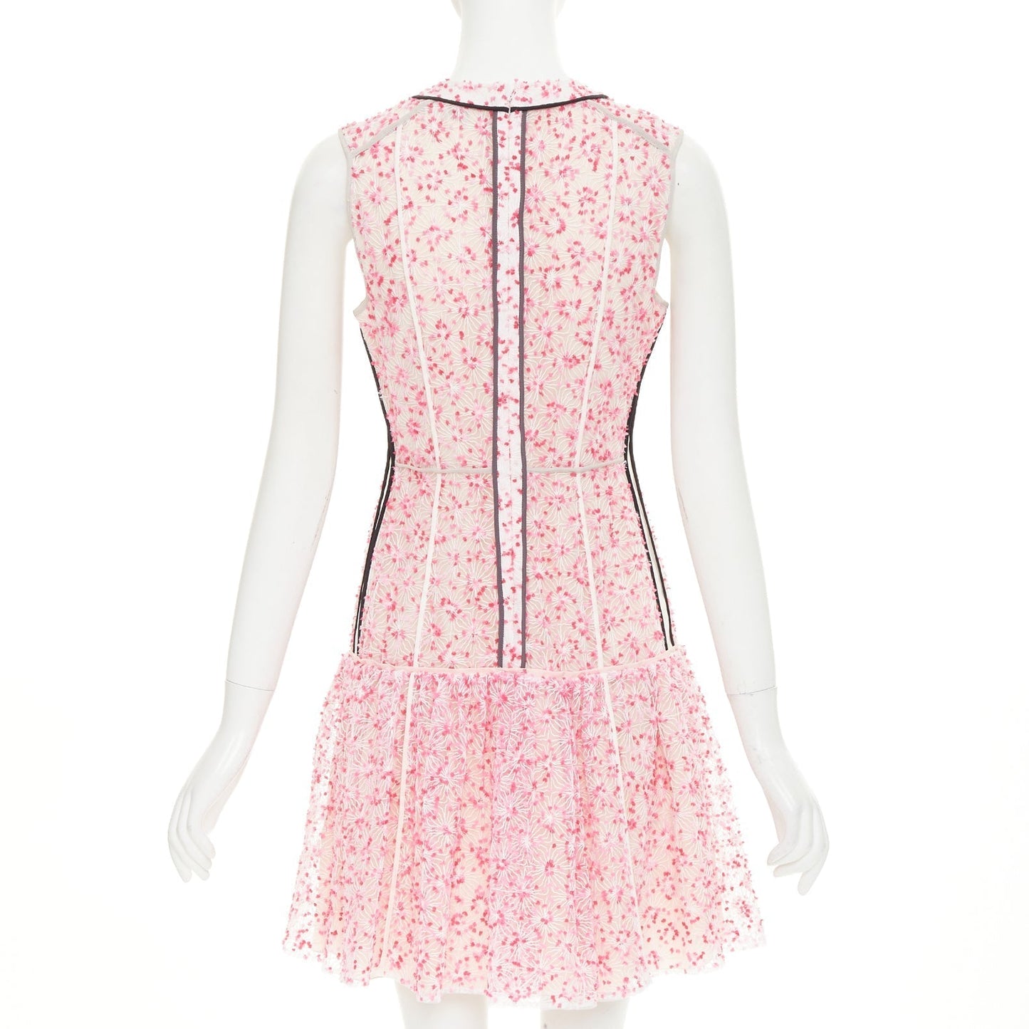 Women's Fendi sheer black trim drop waist mini dress