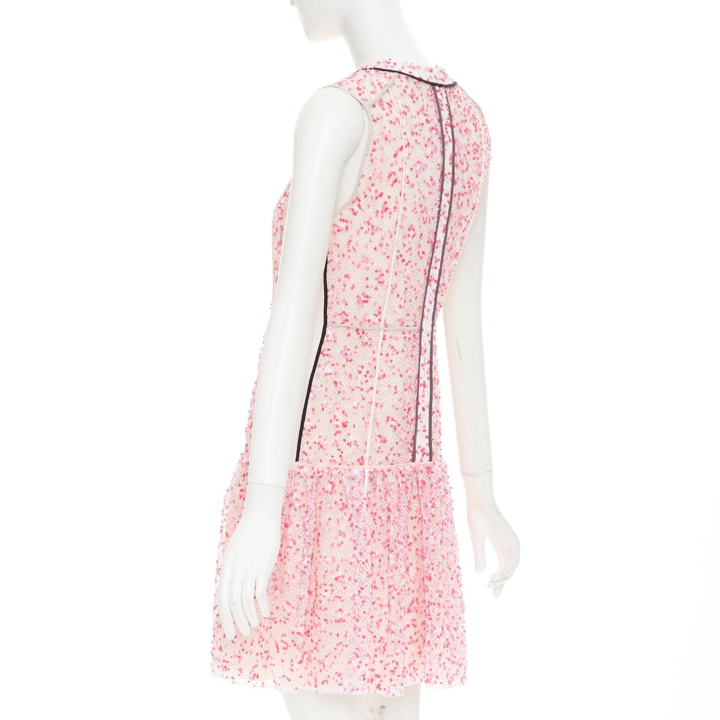 Women's Fendi sheer black trim drop waist mini dress