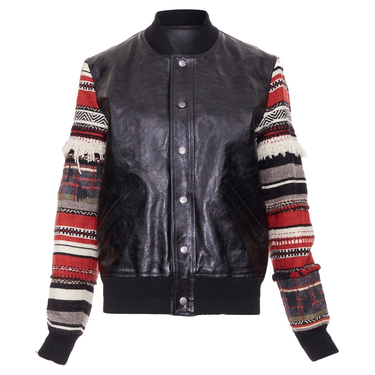 Women's Saint Laurent embroidered sleeves leather bomber
