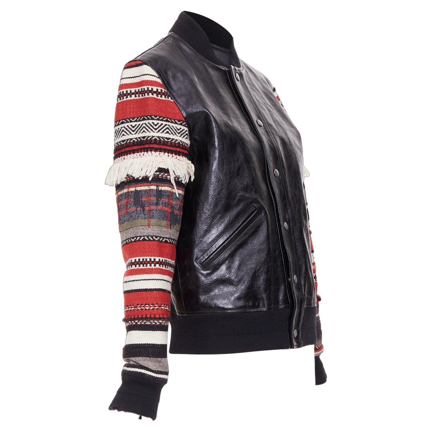 Women's Saint Laurent embroidered sleeves leather bomber