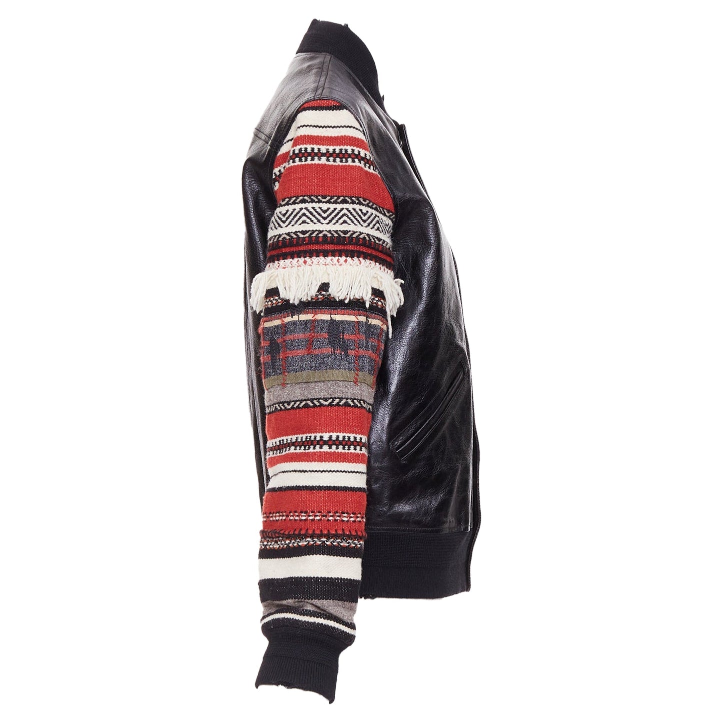 Women's Saint Laurent embroidered sleeves leather bomber