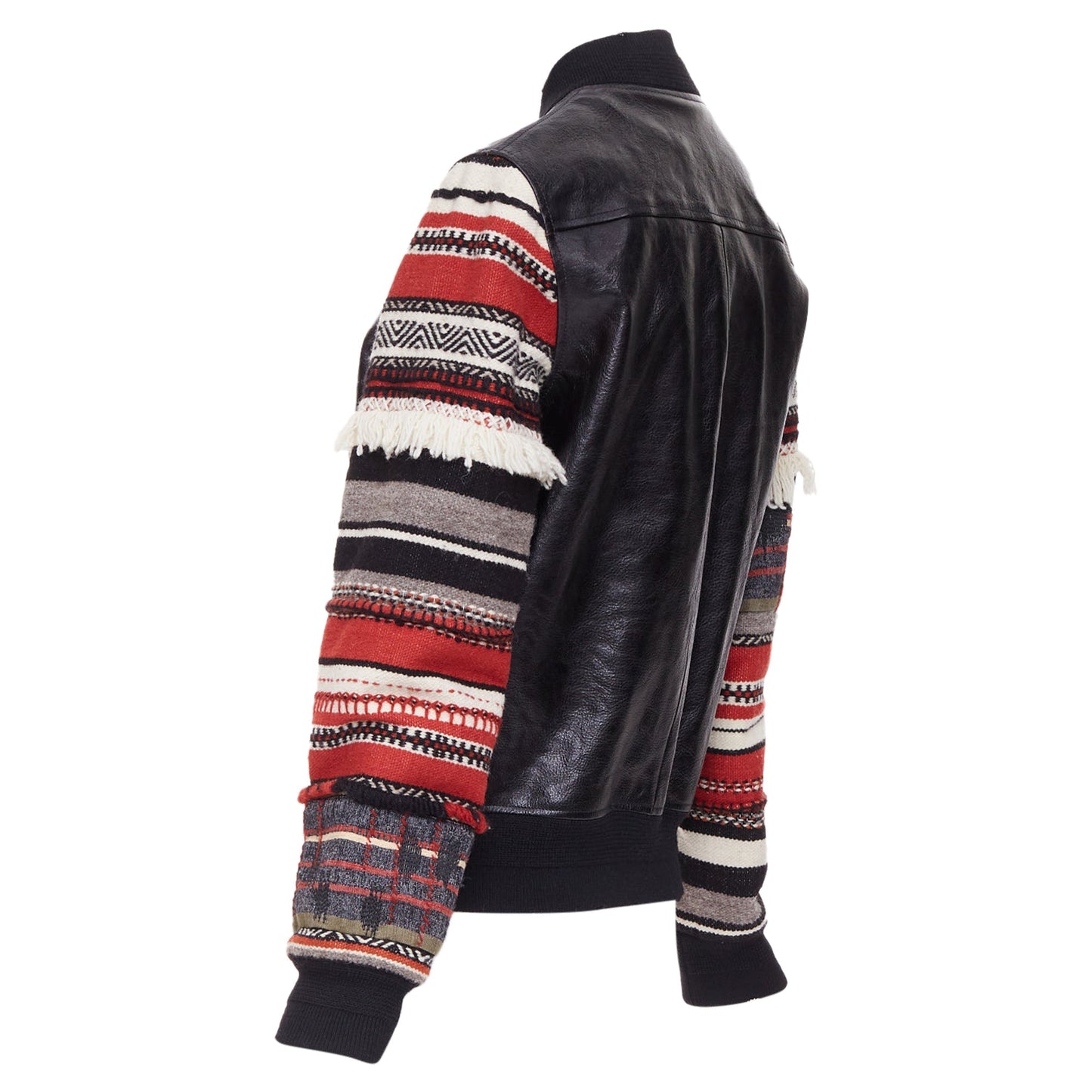 Women's Saint Laurent embroidered sleeves leather bomber