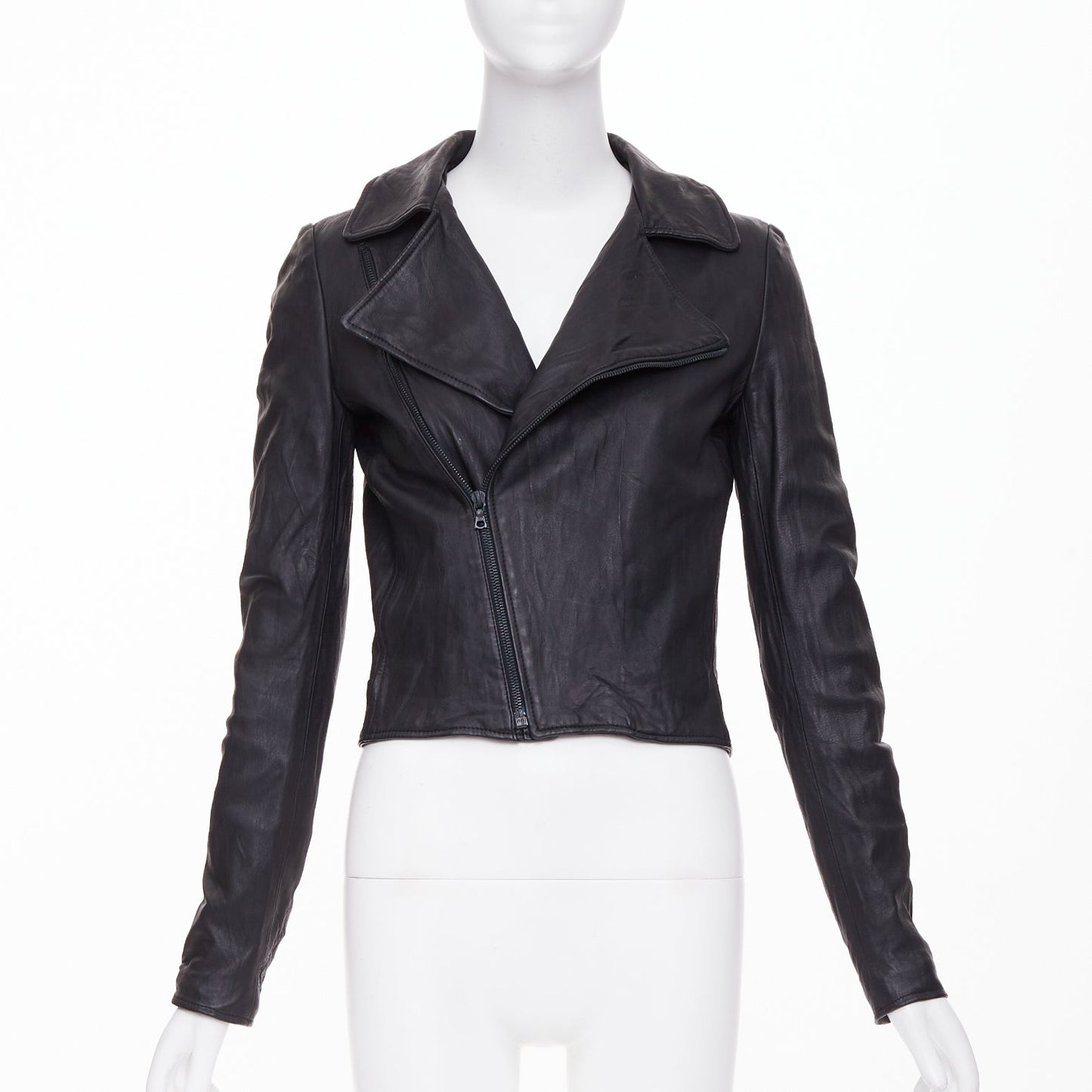 Women's The Row crinkled leather minimal biker jacket
