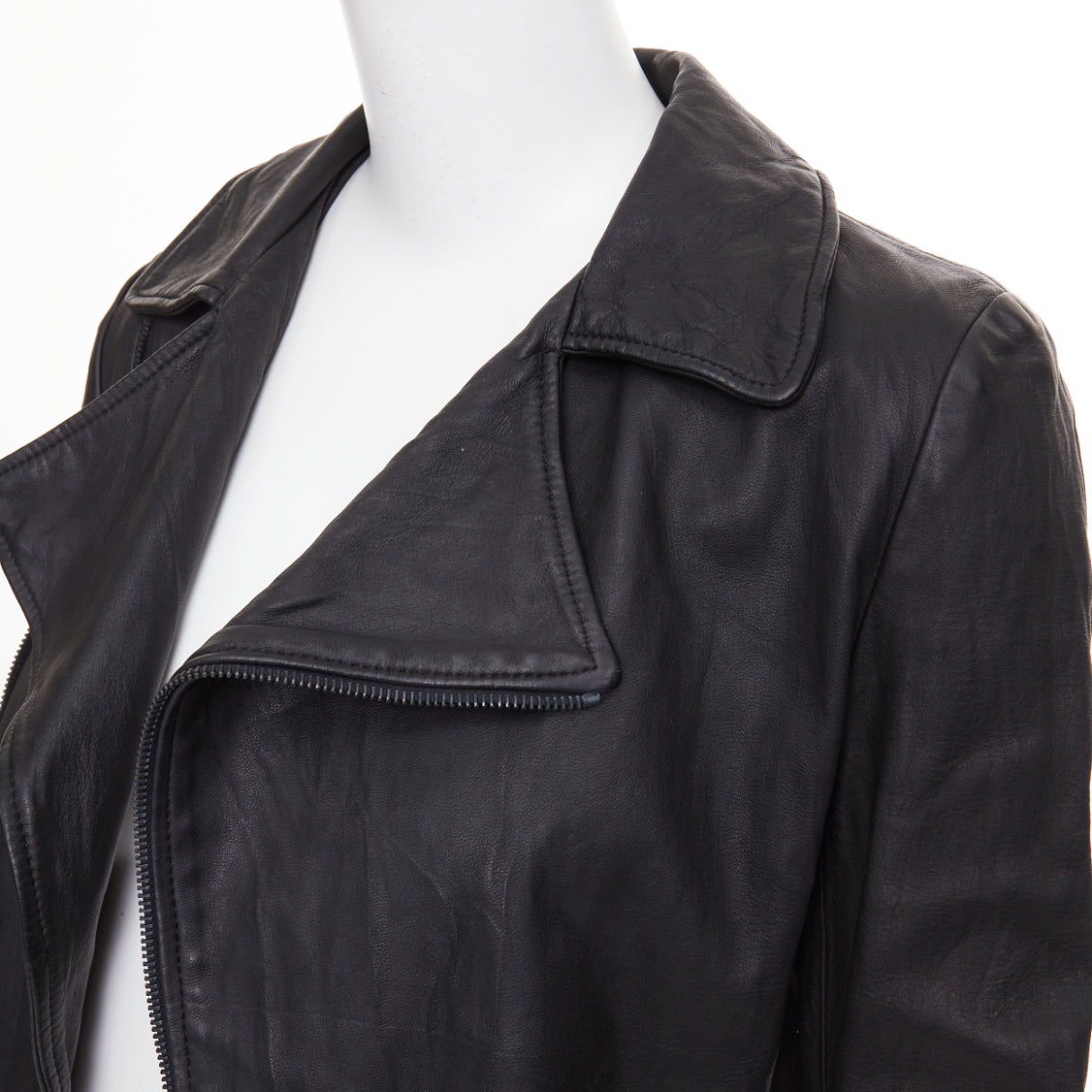 Women's The Row crinkled leather minimal biker jacket