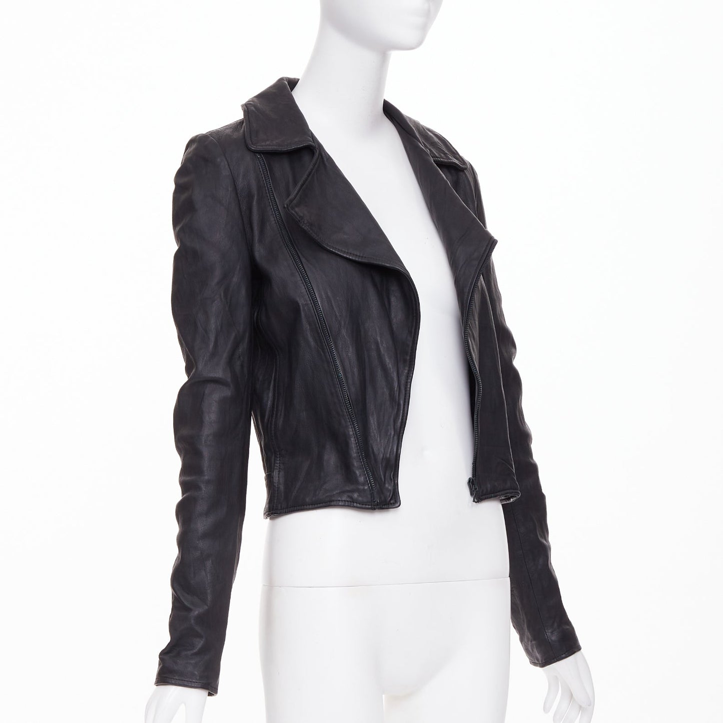 Women's The Row crinkled leather minimal biker jacket