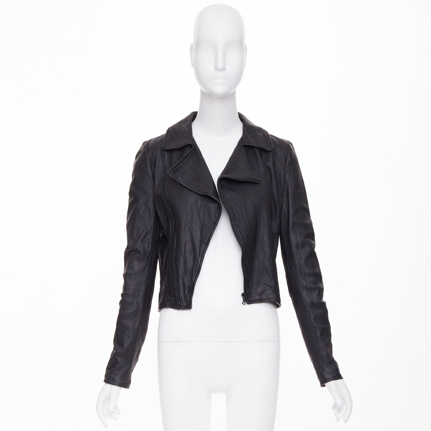Women's The Row crinkled leather minimal biker jacket
