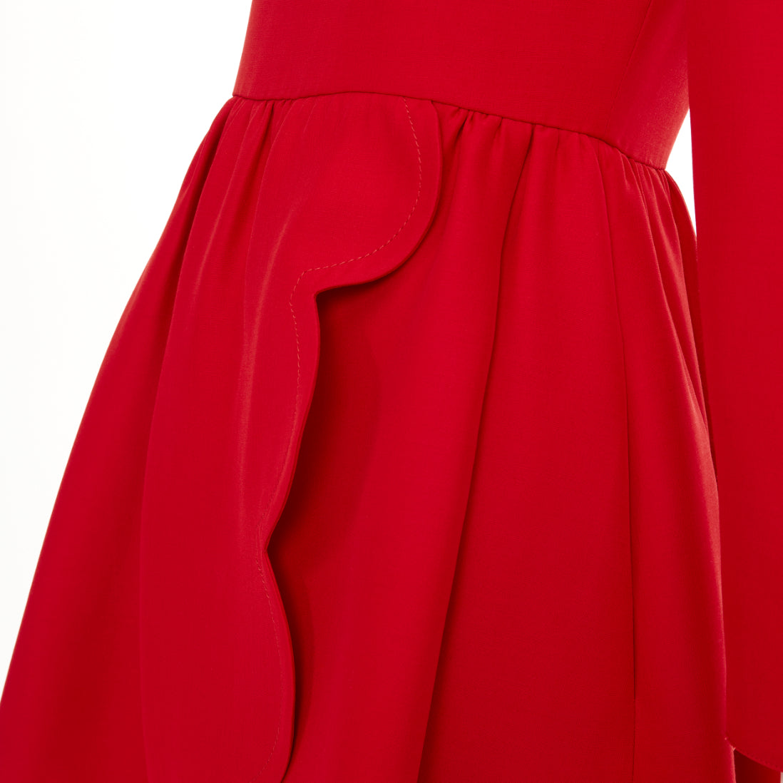 Women's Valentino silk wool crepe scalloped flared dress