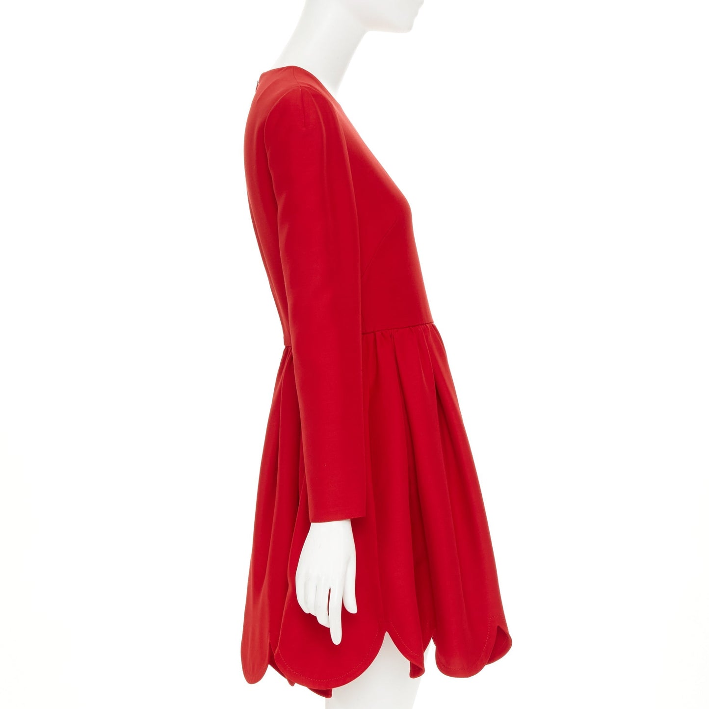 Women's Valentino silk wool crepe scalloped flared dress